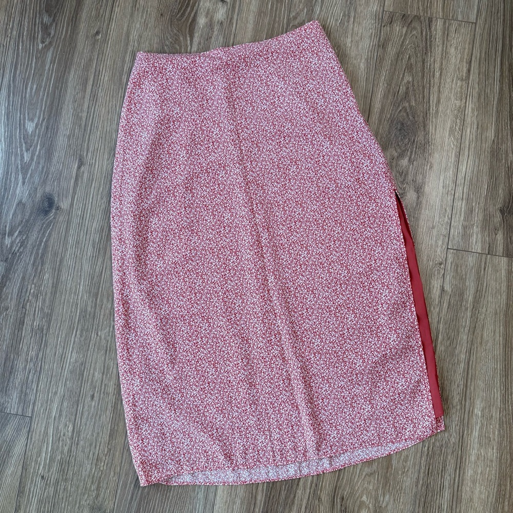 Abercrombie & Fitch Red Floral Midi Skirt